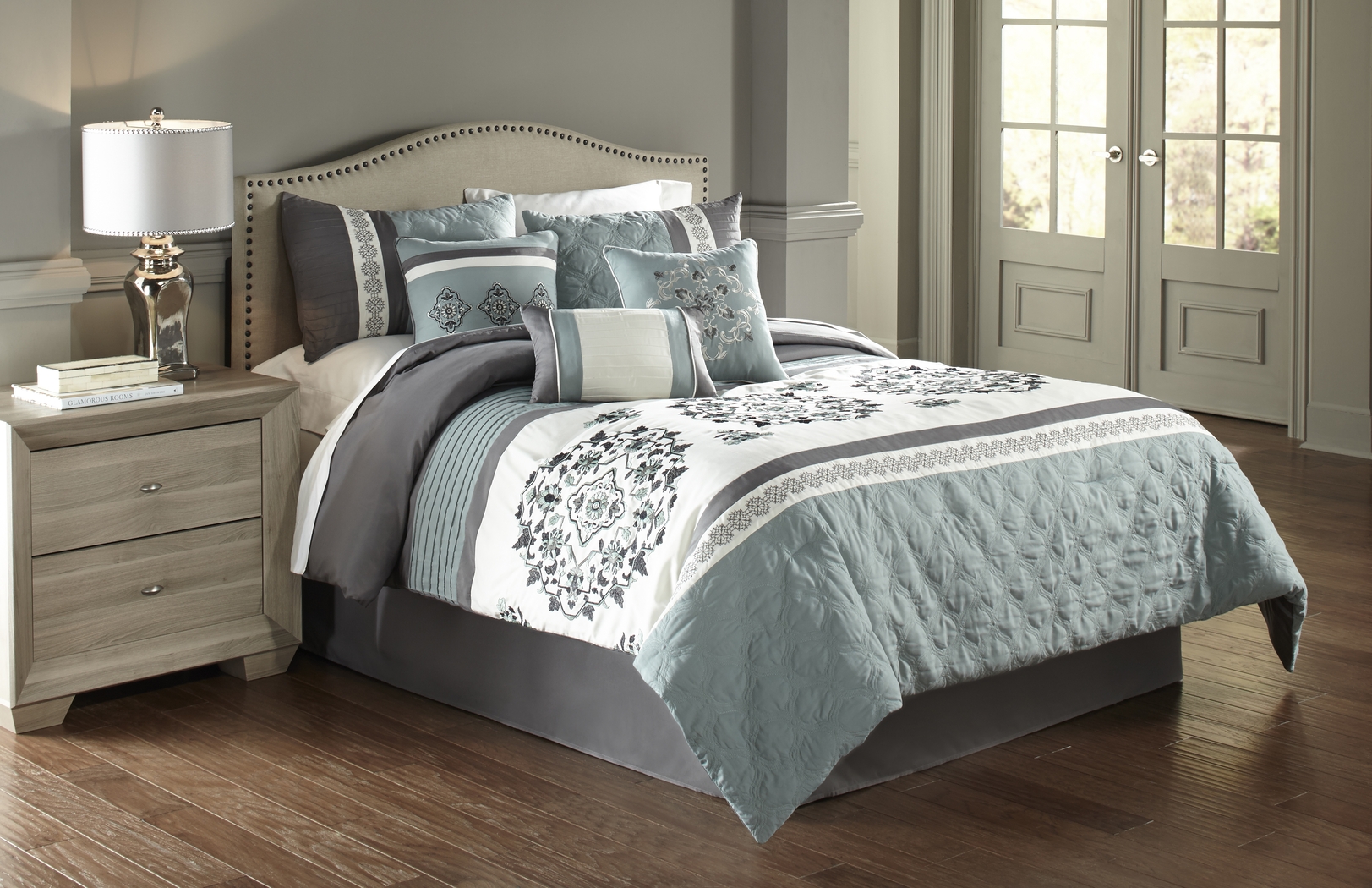 Aldea Blue 7 Pc Queen Comforter Set - Thumbnail - Image 1