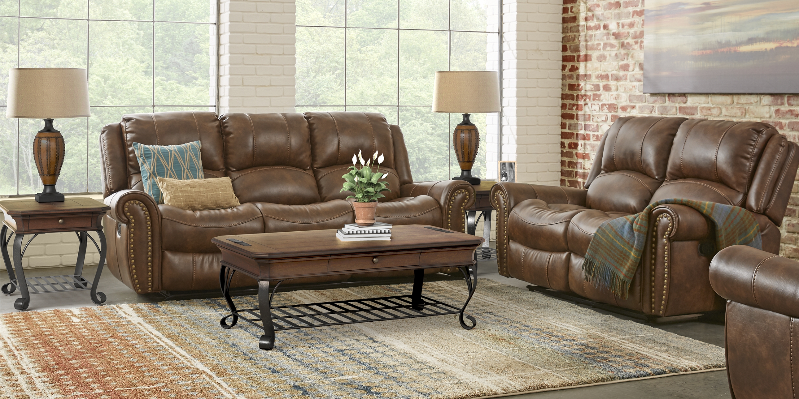 Alden Point Brown 5 Pc Living Room with Reclining Sofa - Thumbnail - Image 1
