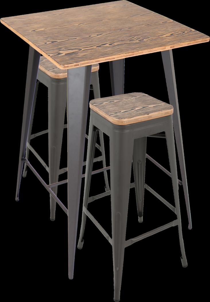 Aldersyde Brown 3 Pc Bar Height Table Set - Thumbnail - Image 1