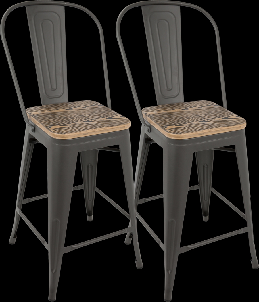 Aldersyde Brown High Back Counter Height Stool (Set of 2) - Thumbnail - Image 1