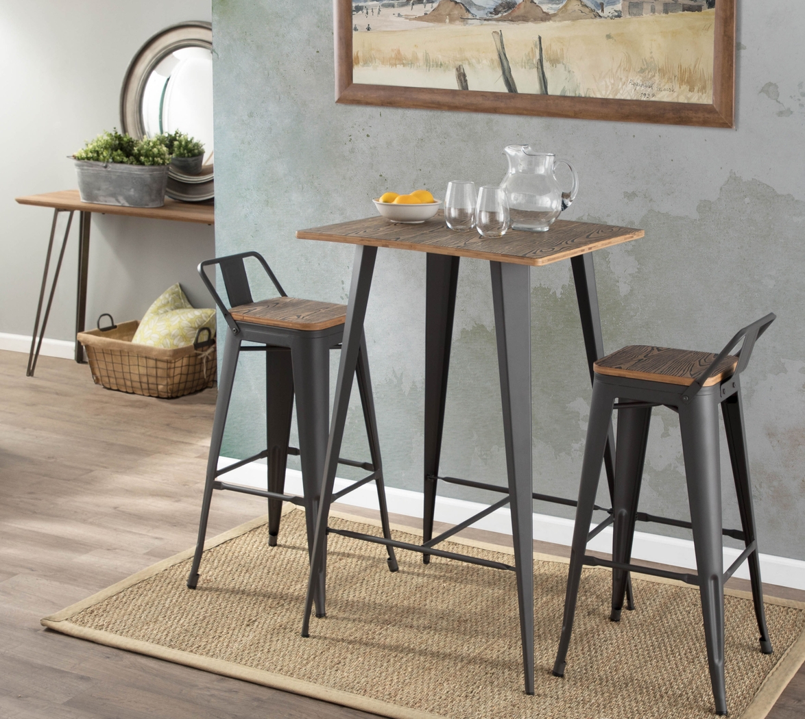 Aldersyde Brown Low Back Barstool (Set of 2) - Thumbnail - Image 4