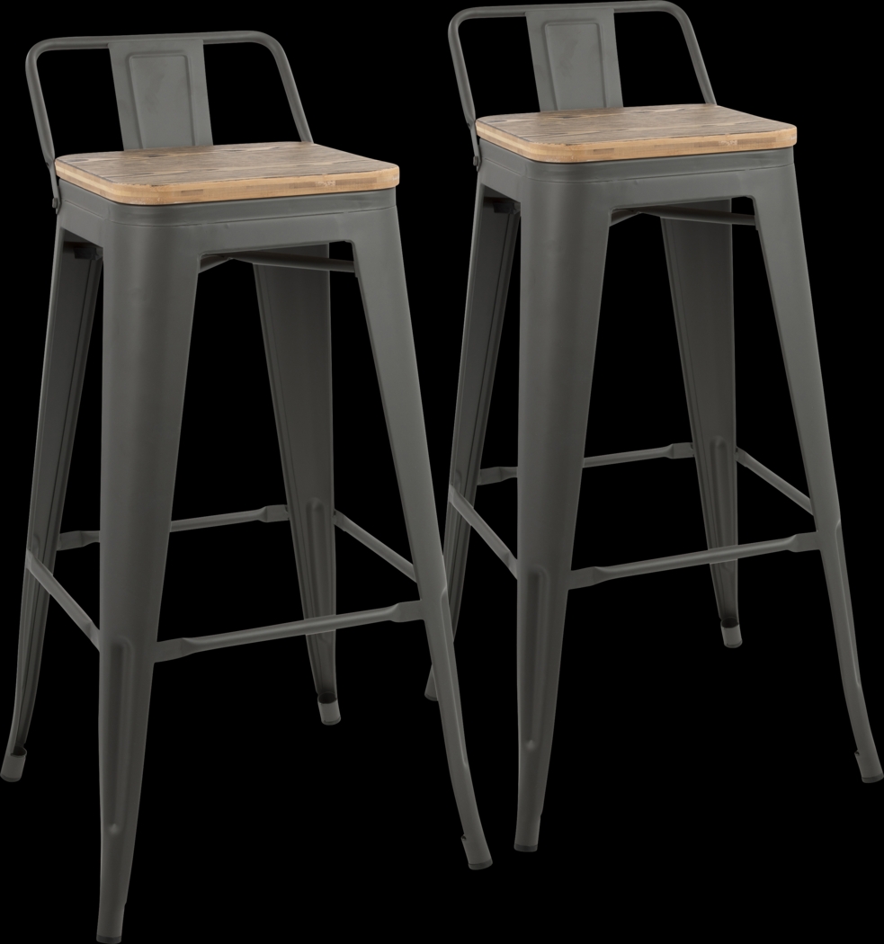 Aldersyde Brown Low Back Barstool (Set of 2) - Thumbnail - Image 1
