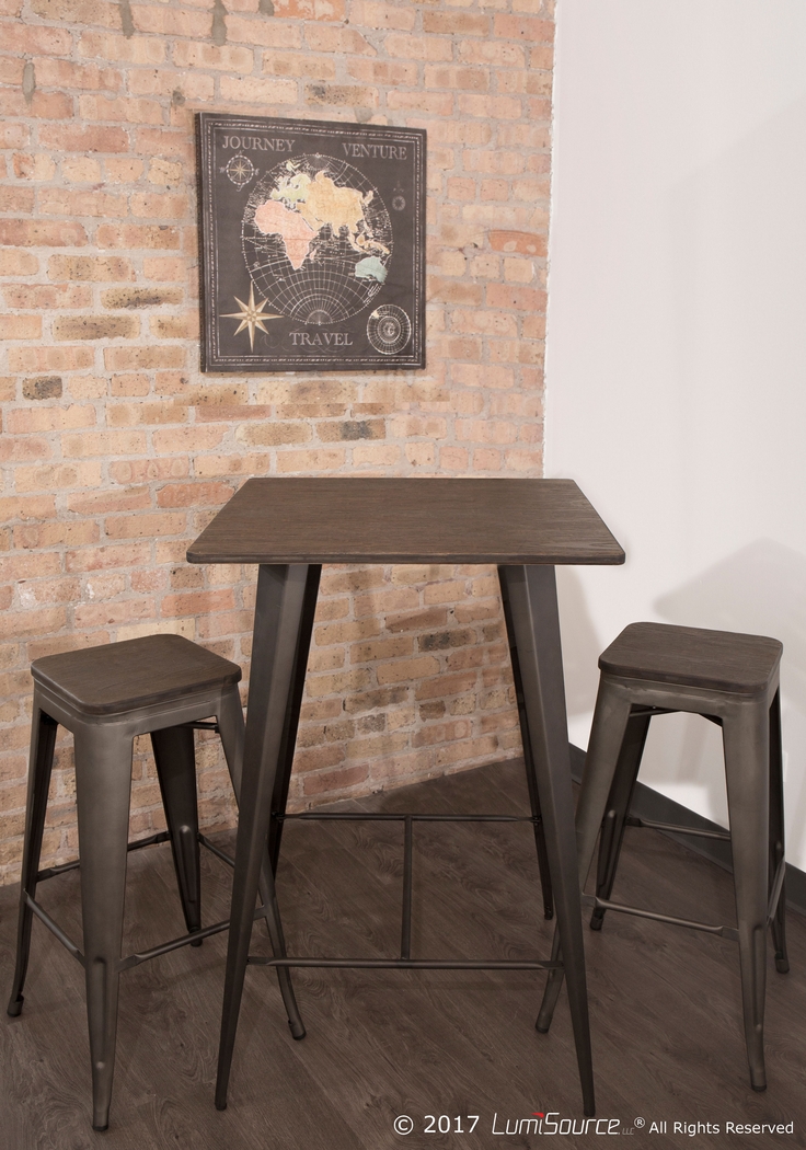 Aldersyde Espresso 3 Pc Bar Height Table Set - Thumbnail - Image 2