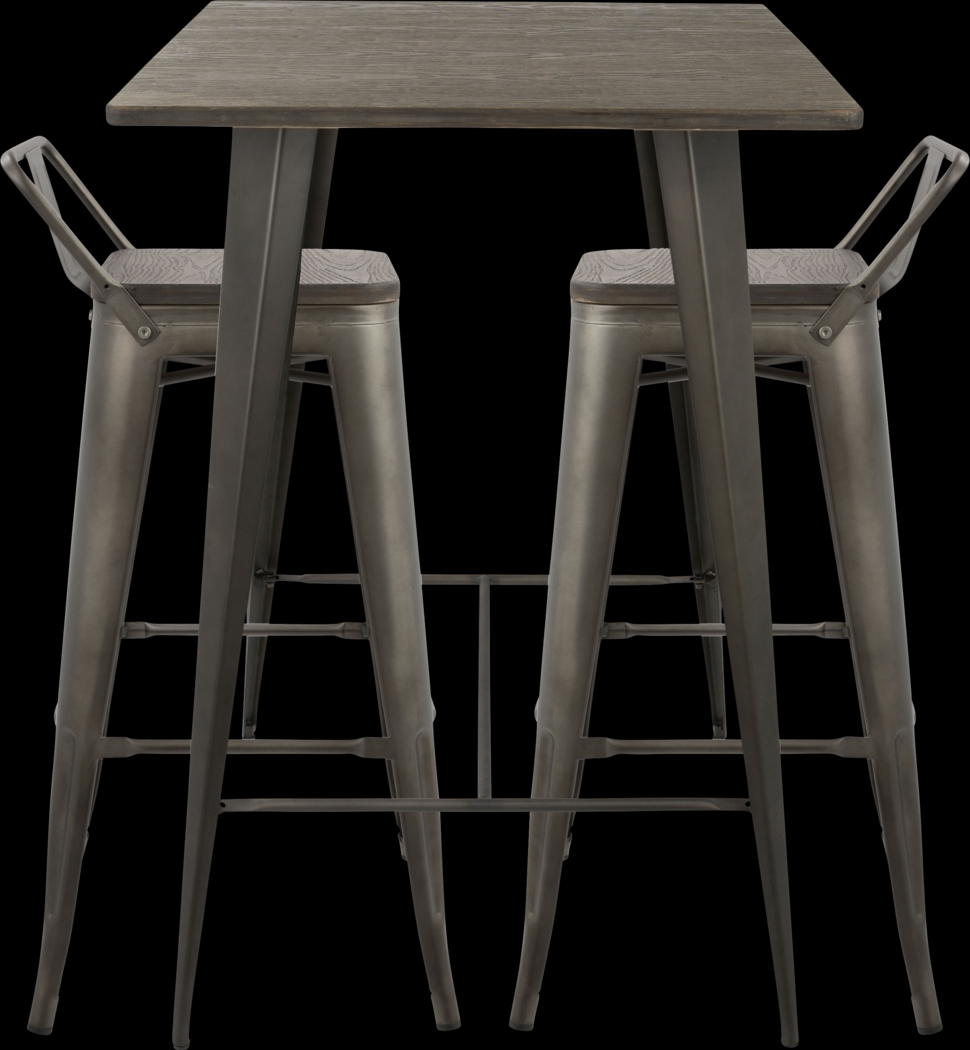 Aldersyde Espresso 3 Pc Low Back Bar Height Table Set - Thumbnail - Image 3