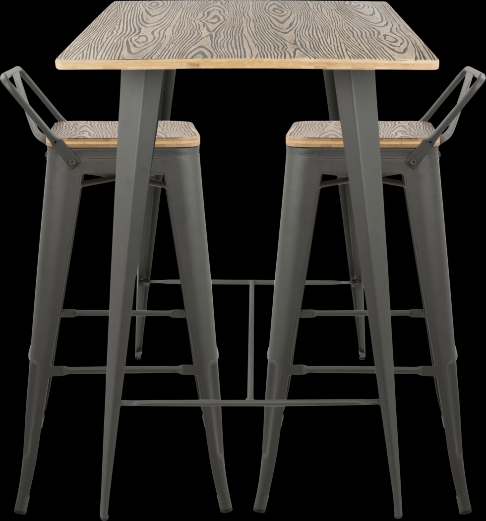 Aldersyde Gray 3 Pc Bar Height Table Set - Thumbnail - Image 3