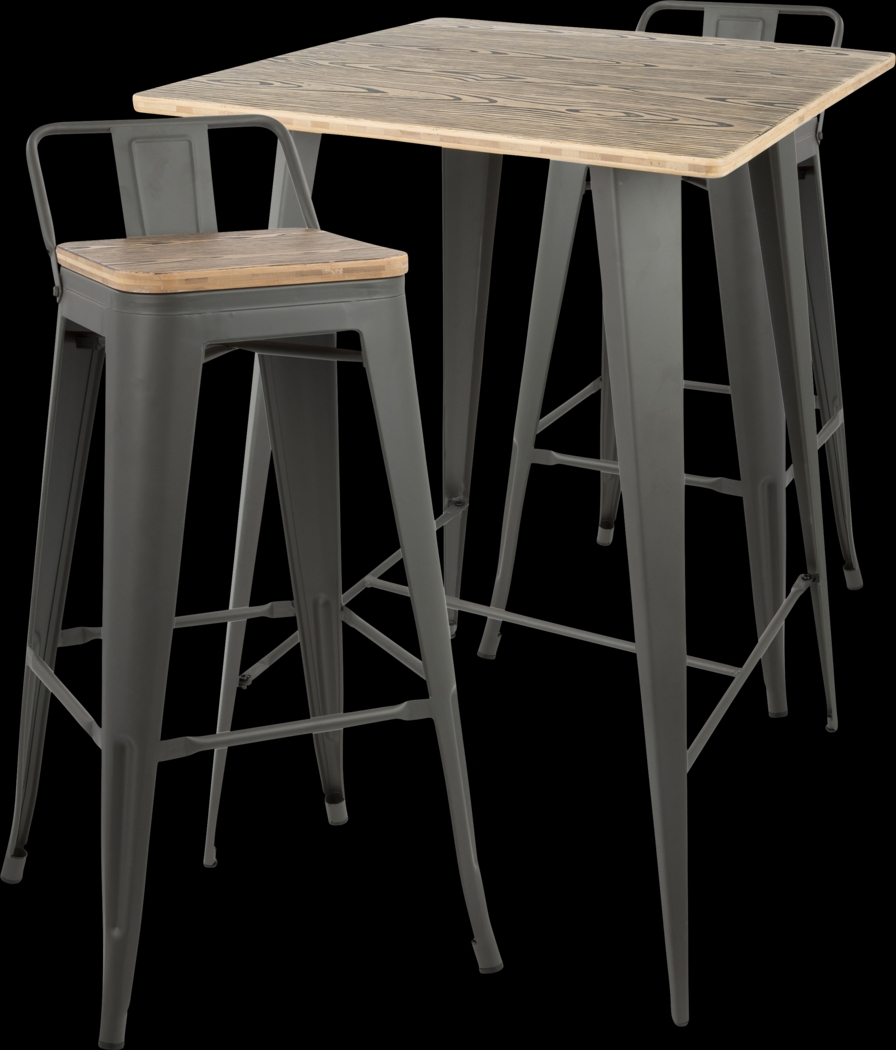 Aldersyde Gray 3 Pc Bar Height Table Set - Thumbnail - Image 1