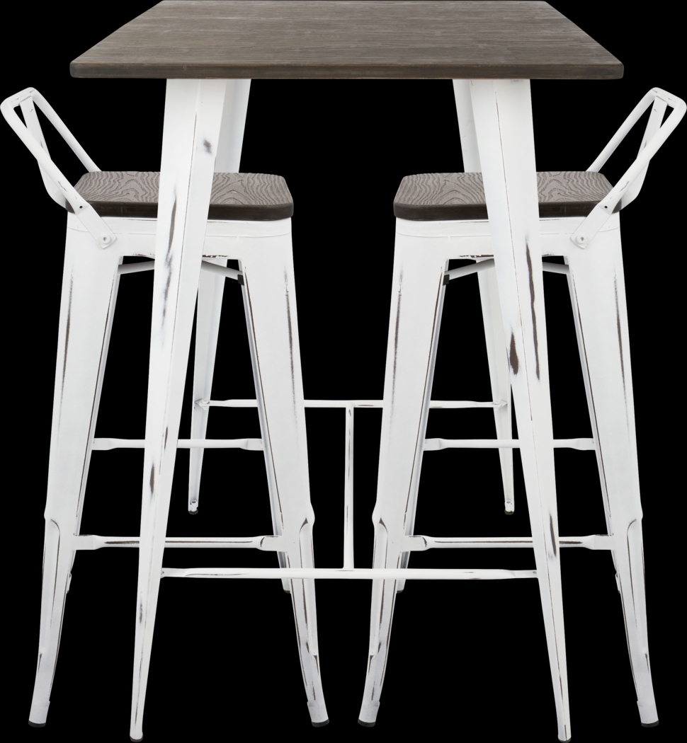 Aldersyde White 3 Pc Bar Height Table Set - Thumbnail - Image 3