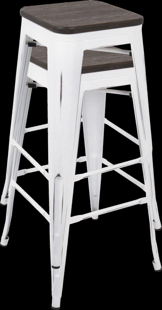 Aldersyde White Barstool (Set of 2) - Thumbnail - Image 2