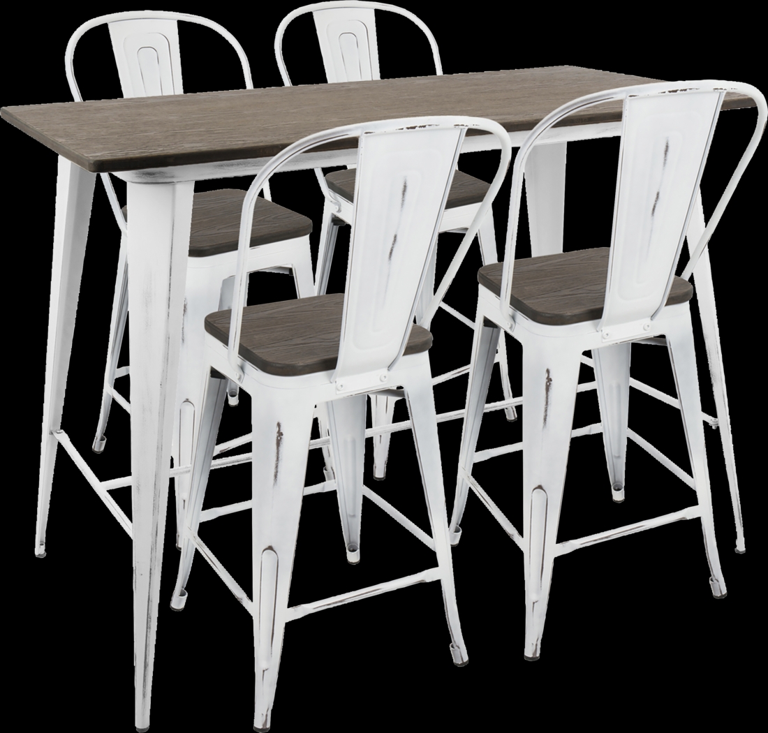 Aldersyde White High Back 5 Pc Counter Height Table Set - Thumbnail - Image 1