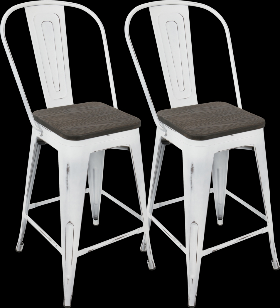 Aldersyde White High Back Counter Height Stool (Set of 2) - Thumbnail - Image 1