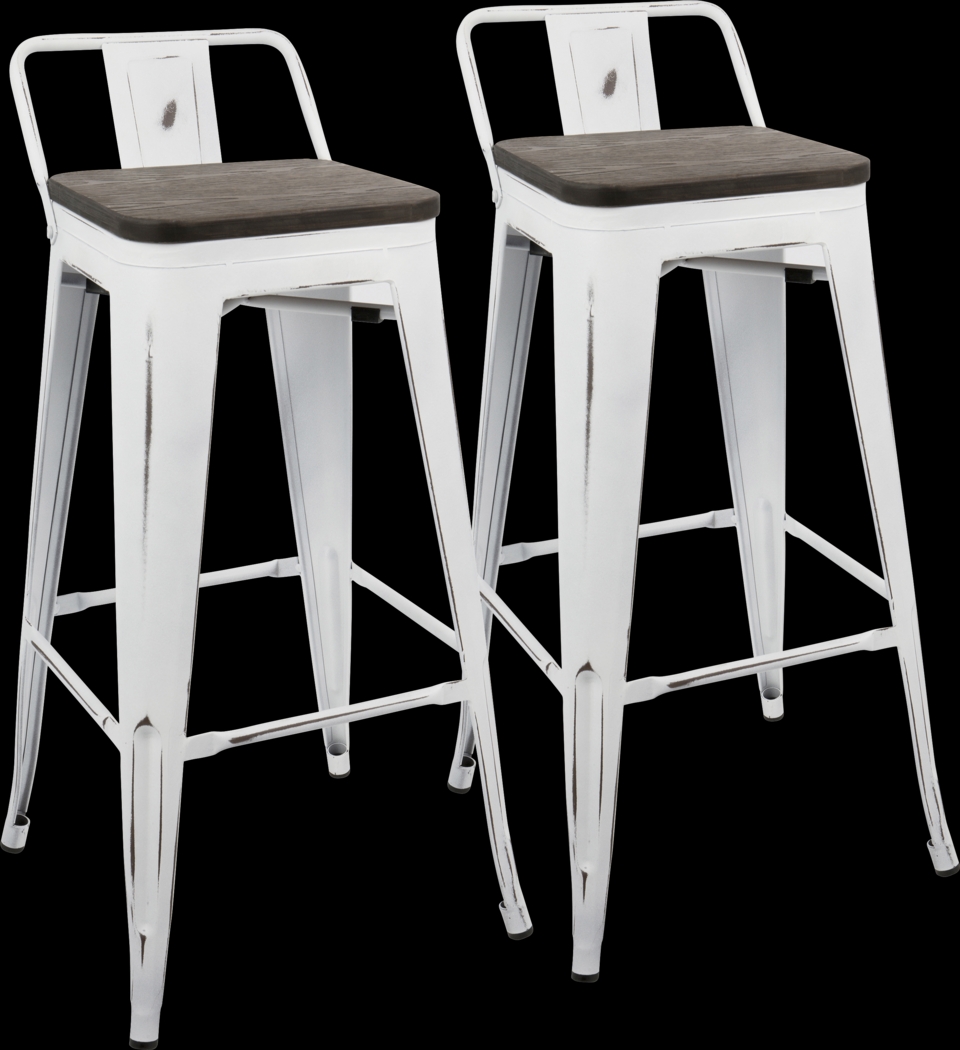 Aldersyde White Low Back Barstool (Set of 2) - Thumbnail - Image 1