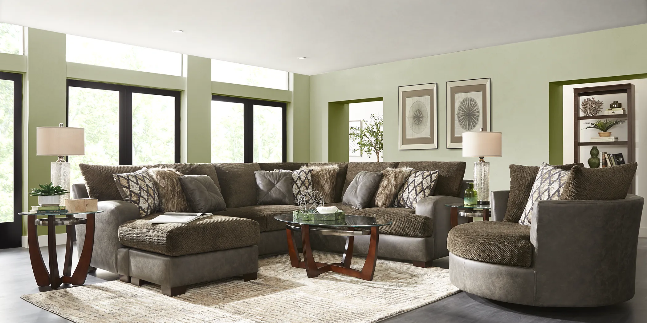 Aldie Lane Java 3 Pc Gel Foam Sleeper Sectional - Thumbnail - Image 2