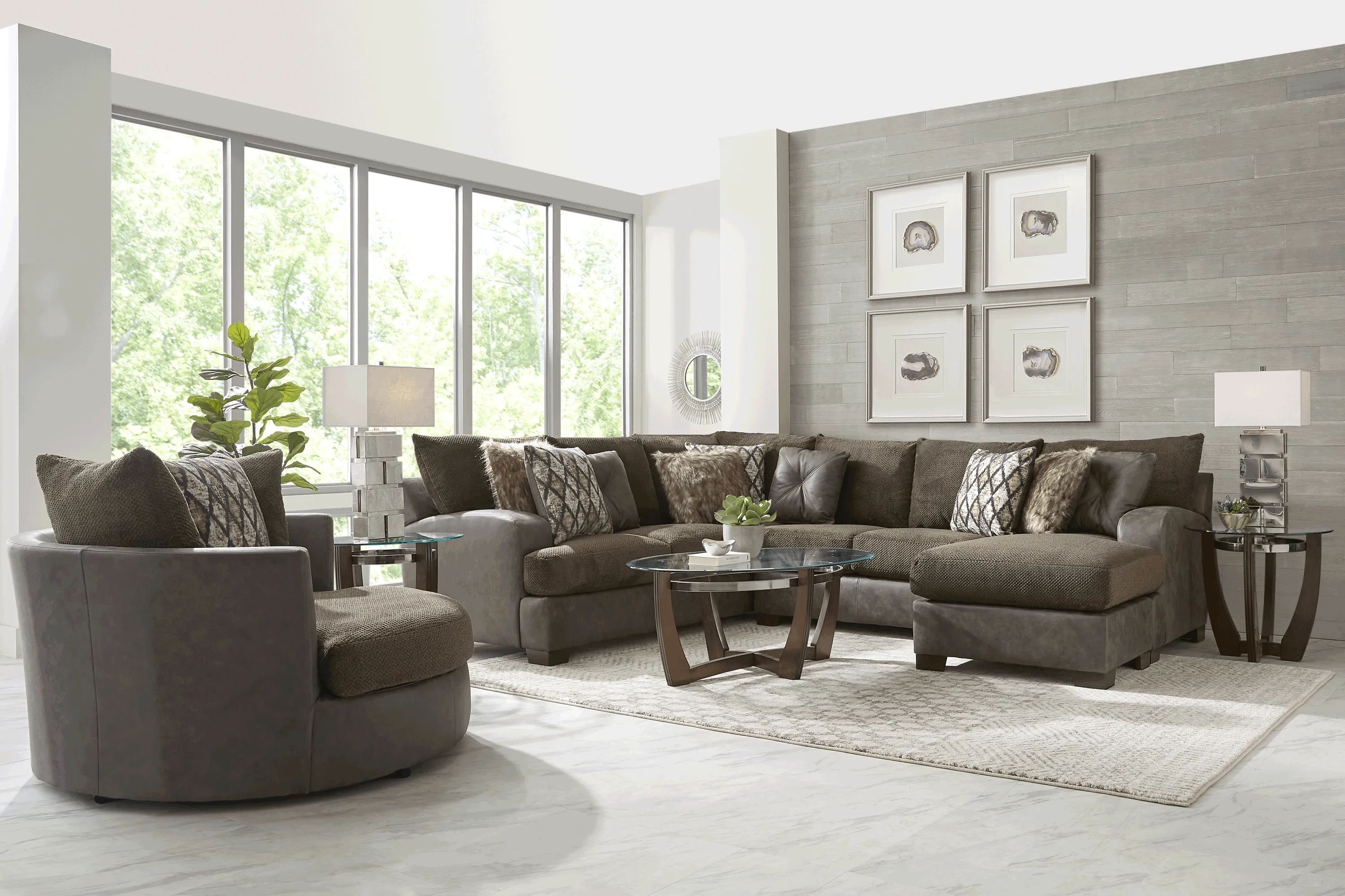 Aldie Lane Java 5 Pc Sectional Living Room - Thumbnail - Image 1