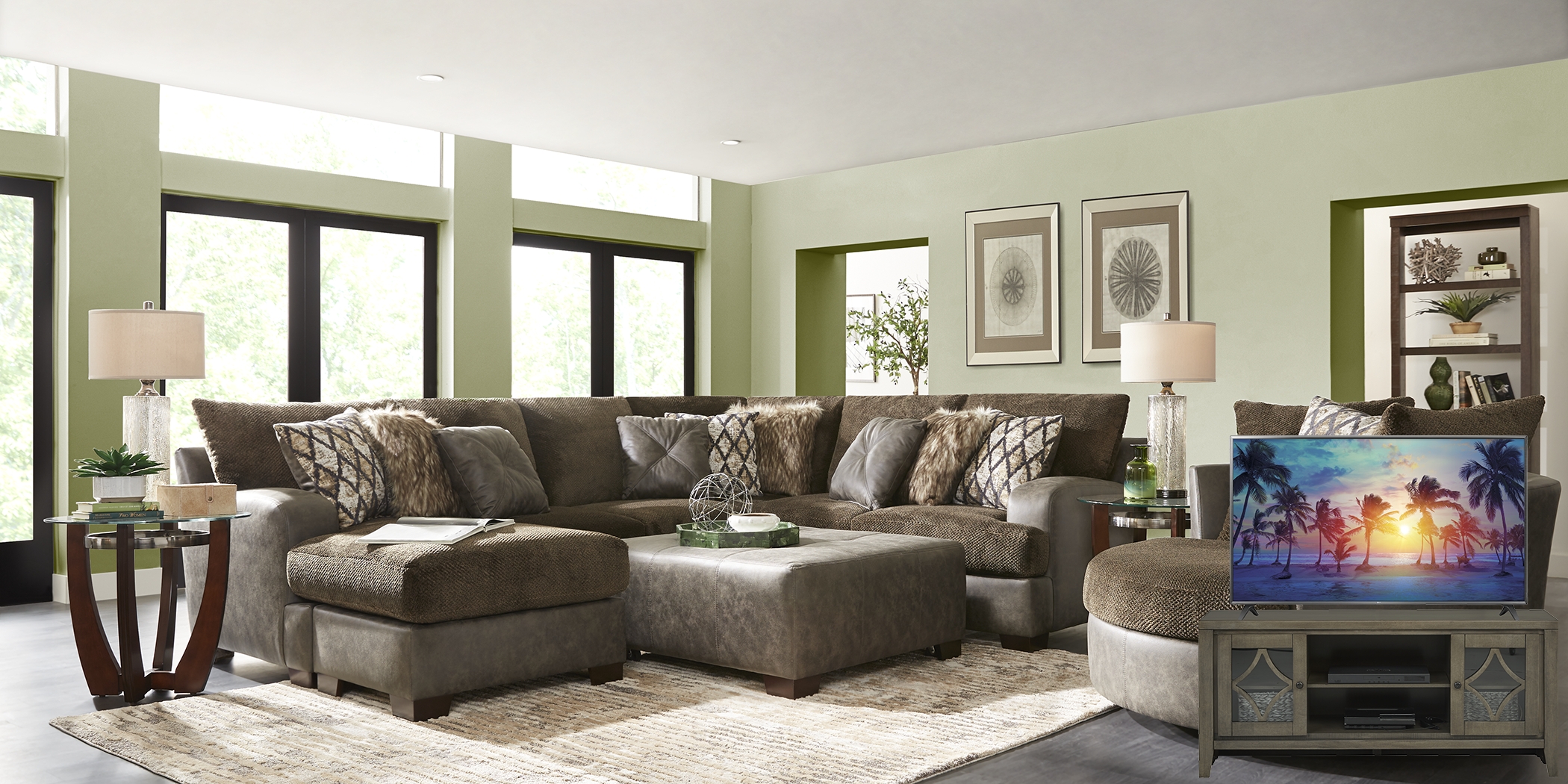 Aldie Lane Java 8 Pc Sectional Living Room Plus 65 in. TV - Thumbnail - Image 1