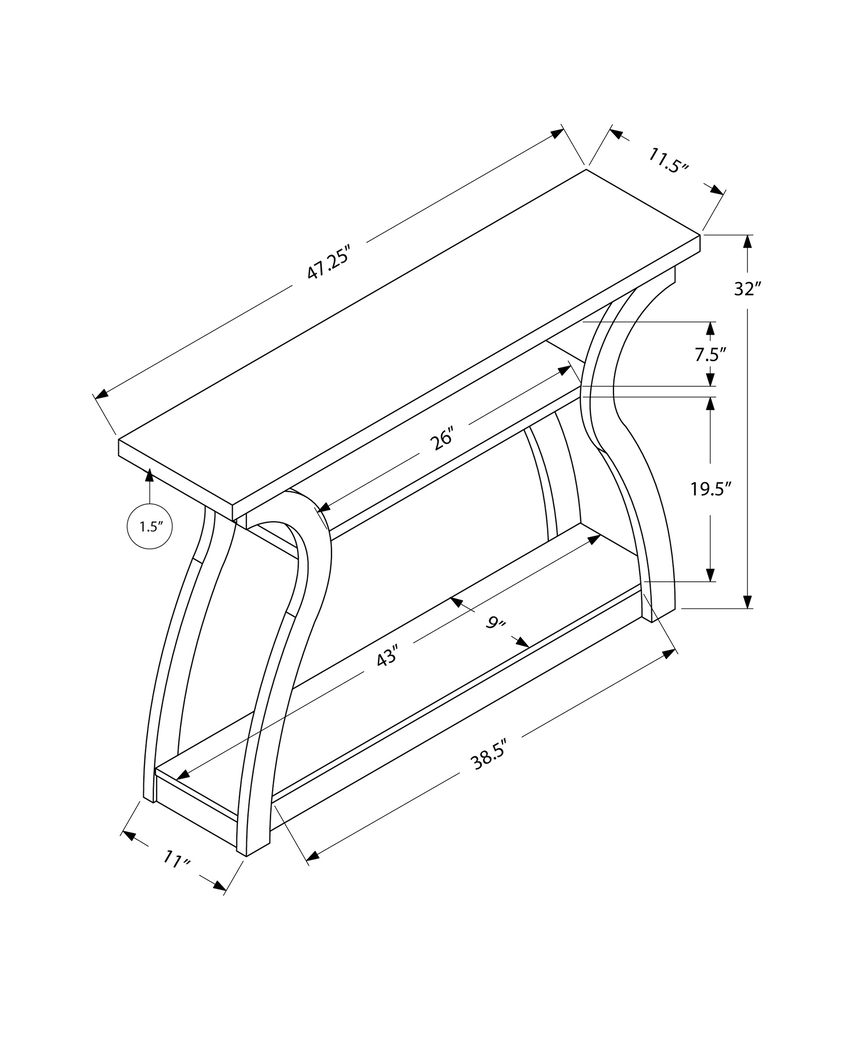 Aldworth Black Sofa Table - Thumbnail - Image 4