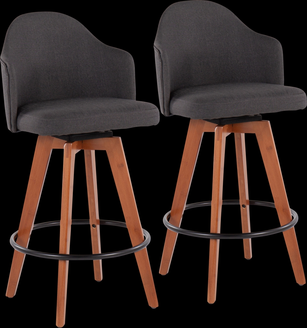 Aleiah Charcoal Counter Height Stool, Set of 2 - Thumbnail - Image 1