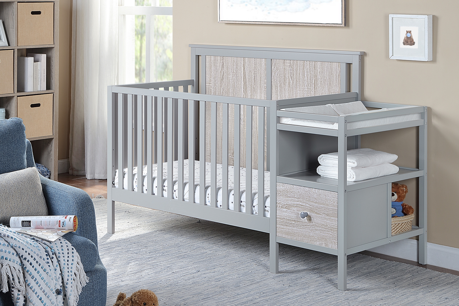 Kids Alemeda Gray Crib and Changer Combo - Thumbnail - Image 5