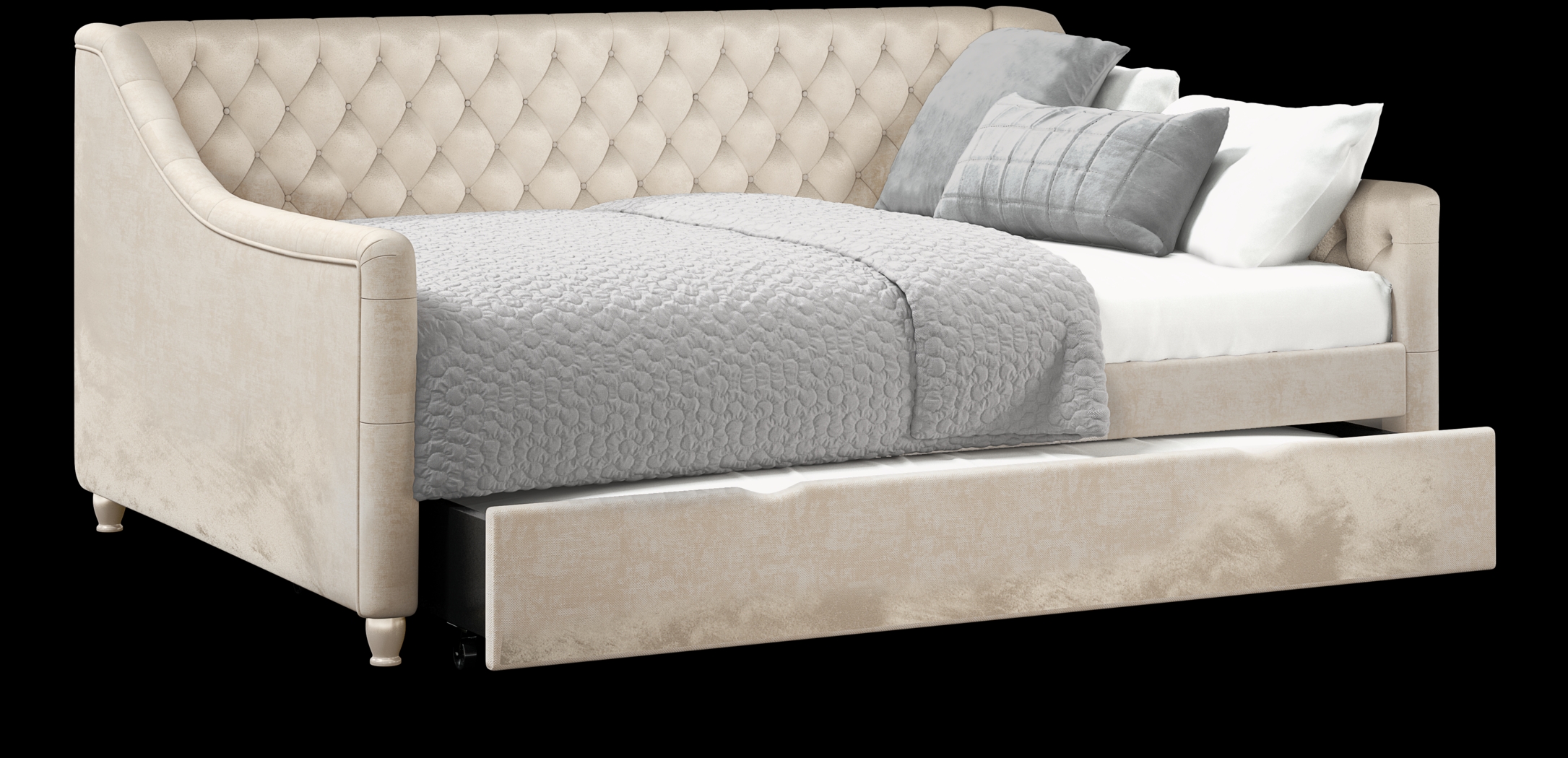 Alena Champagne 4 Pc Full Daybed with Twin Storage Trundle - Thumbnail - Image 1