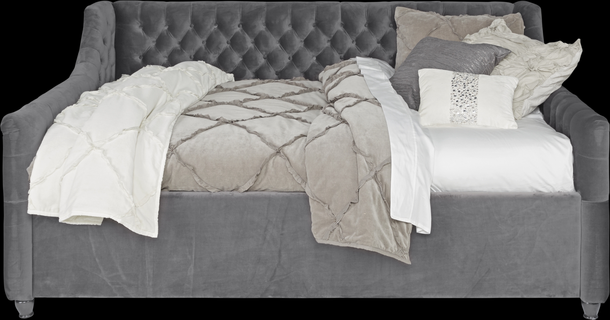 Kids Oberon White 5 Pc Full Bedroom with Charcoal Daybed - Thumbnail - Image 3