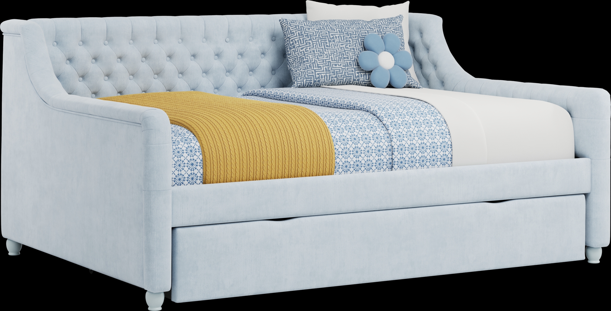 Alena Light Blue Full Daybed with Twin Storage Trundle - Thumbnail - Image 3