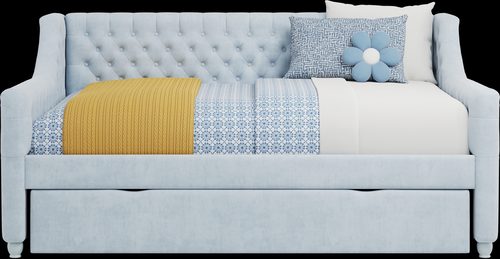 Alena Light Blue Full Daybed with Twin Storage Trundle - Thumbnail - Image 1