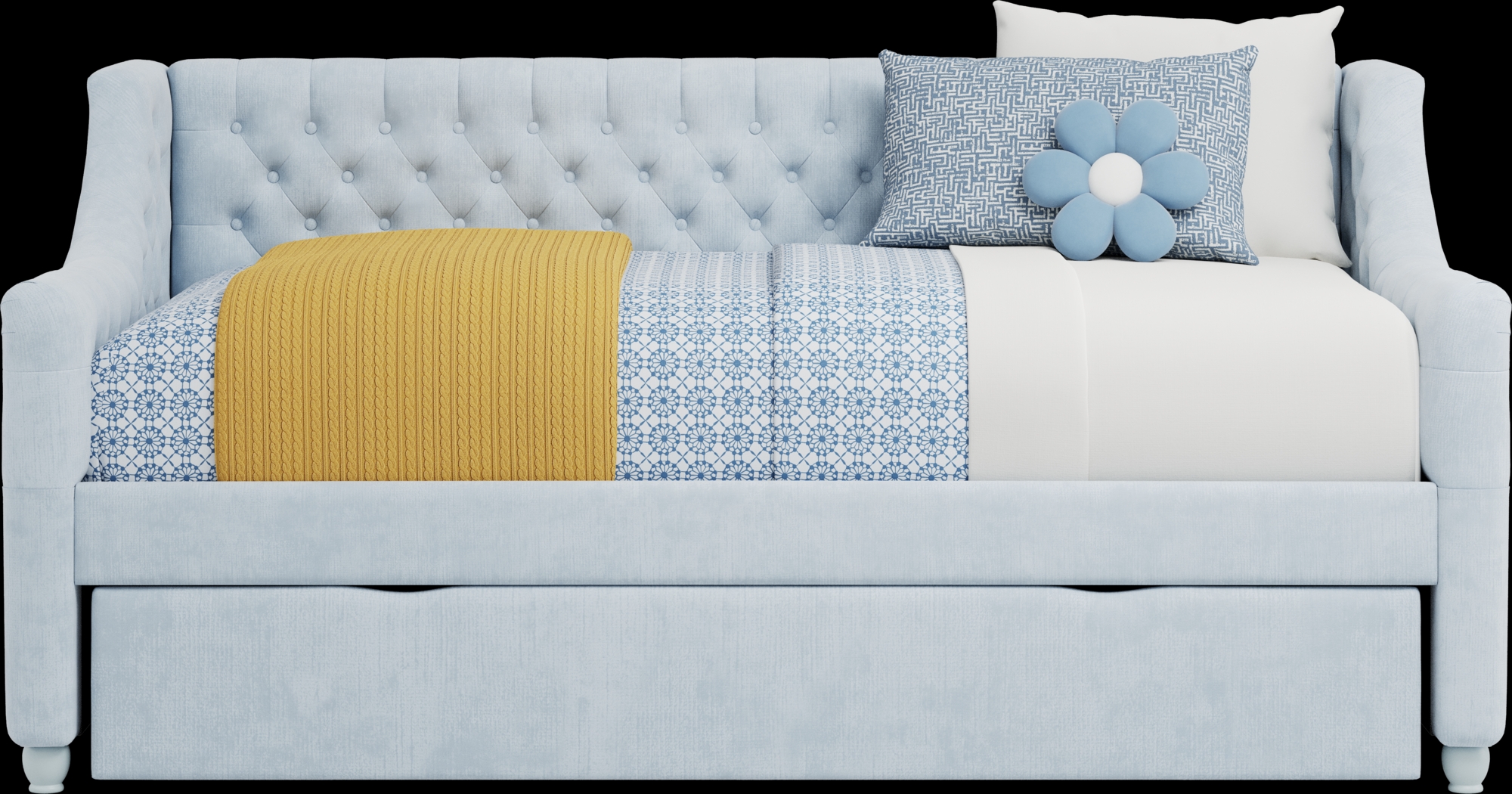 Alena Light Blue Twin Daybed with Twin Storage Trundle - Thumbnail - Image 3