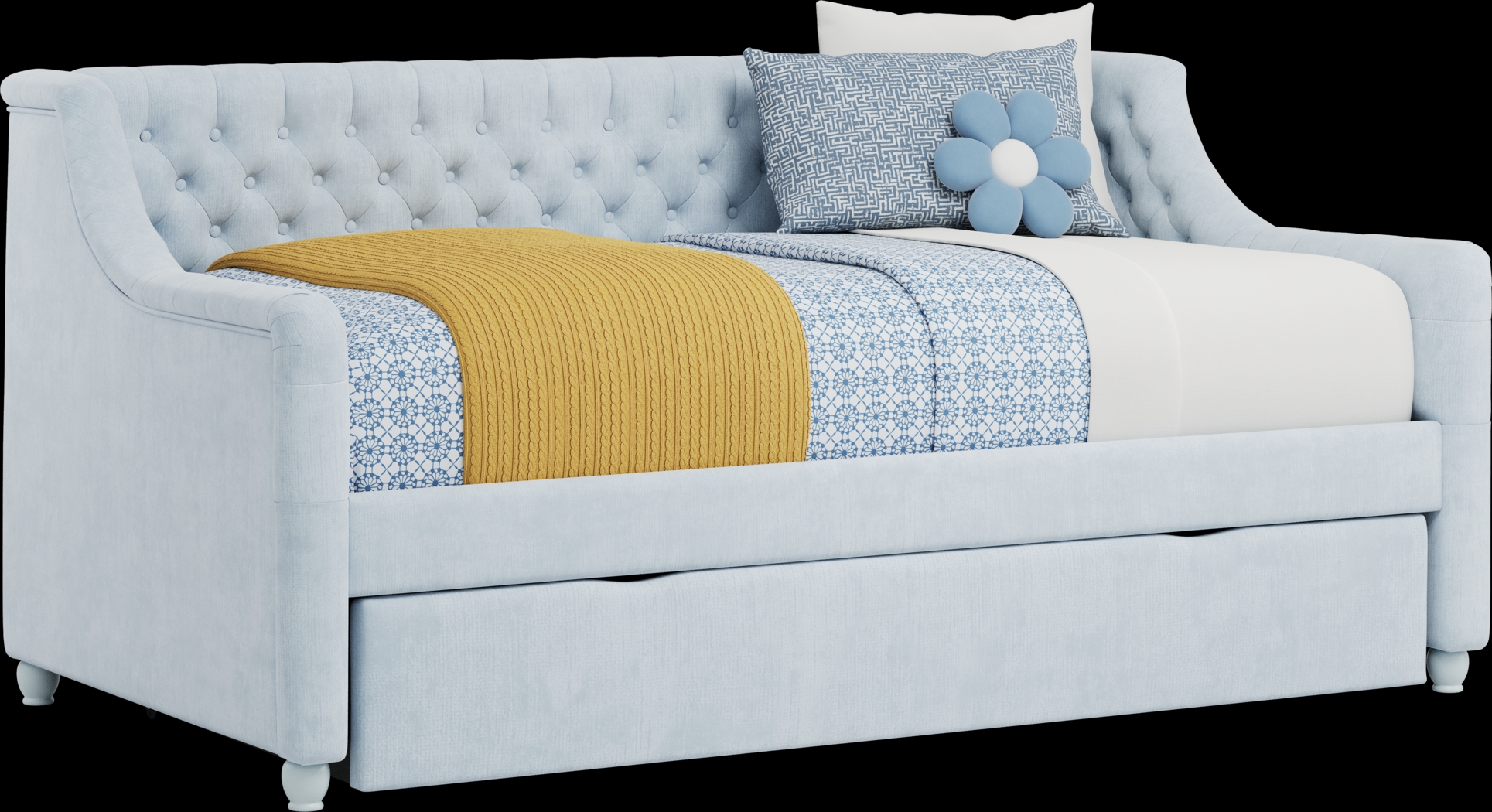 Alena Light Blue Twin Daybed with Twin Storage Trundle - Thumbnail - Image 1