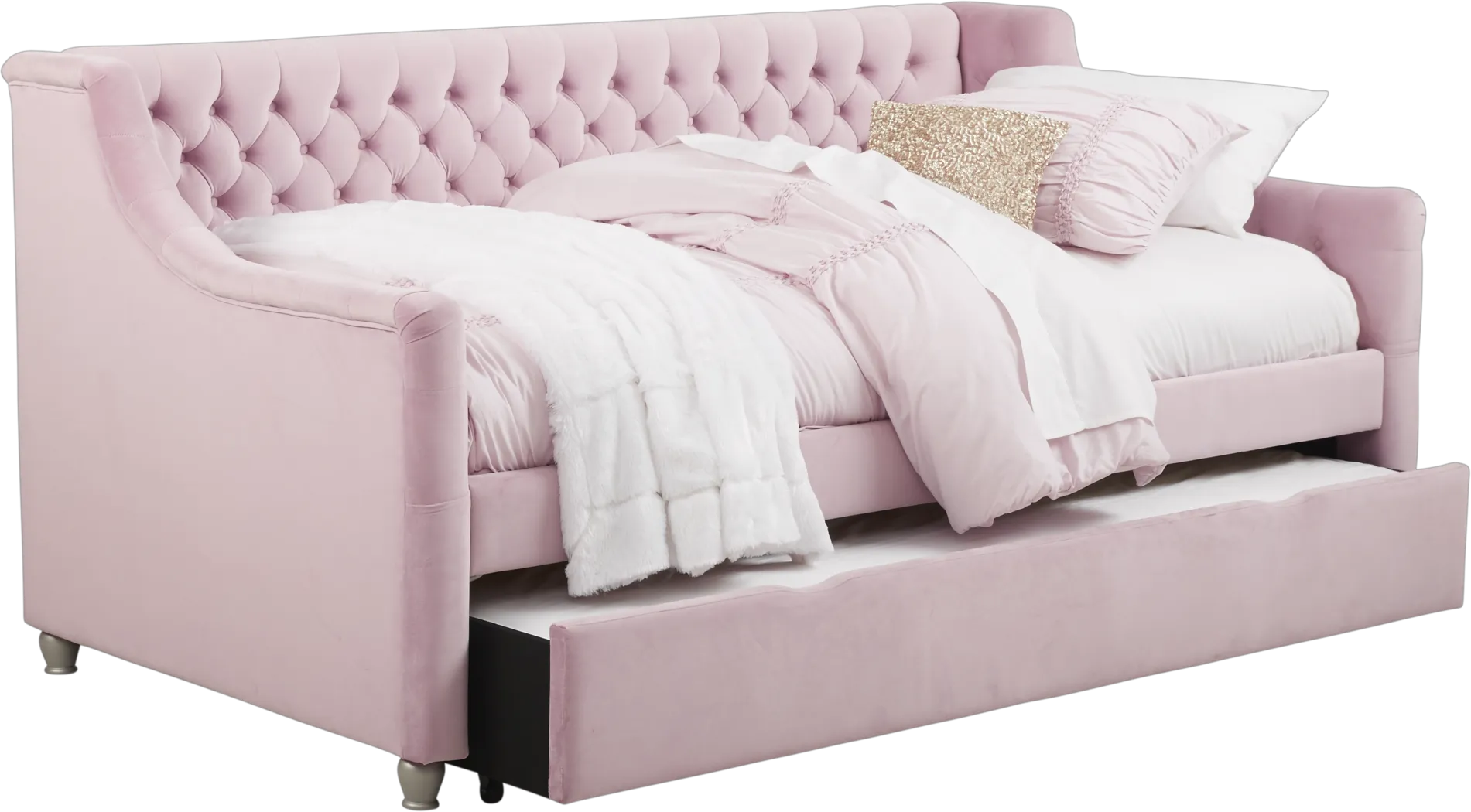 Alena Pink 4 Pc Twin Daybed with Twin Storage Trundle - Thumbnail - Image 2
