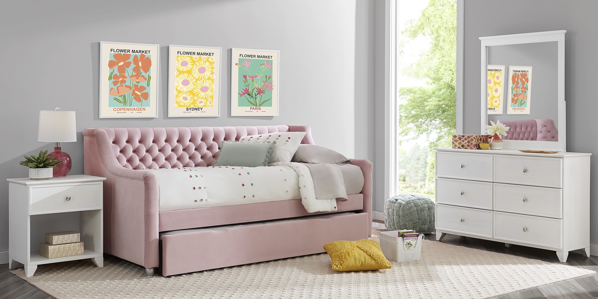 Alena Pink Full Daybed with Twin Storage Trundle - Thumbnail - Image 3