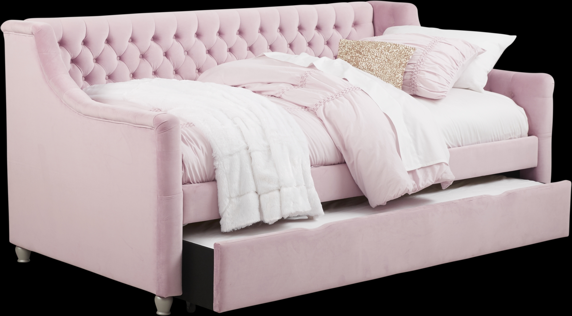 Alena Pink 4 Pc Full Daybed with Twin Storage Trundle - Thumbnail - Image 1