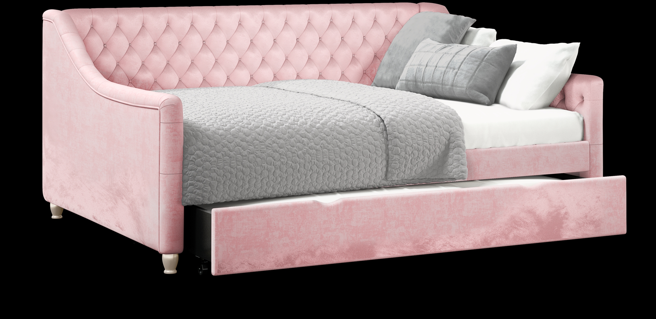 Alena Pink 4 Pc Twin Daybed with Twin Storage Trundle - Thumbnail - Image 1