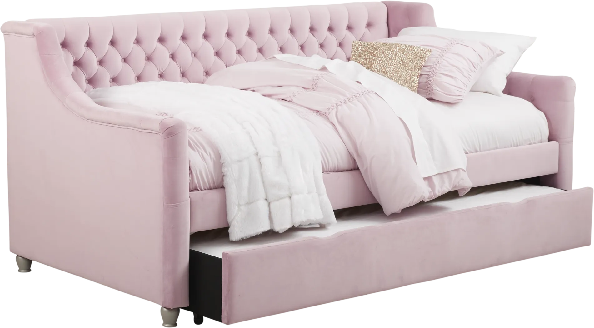 Alena Pink 4 Pc Twin Daybed with Twin Storage Trundle - Thumbnail - Image 1
