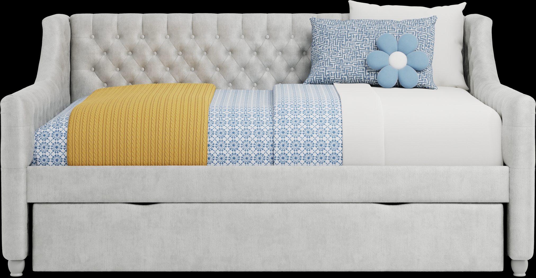 Alena Silver Full Daybed with Twin Storage Trundle - Thumbnail - Image 2