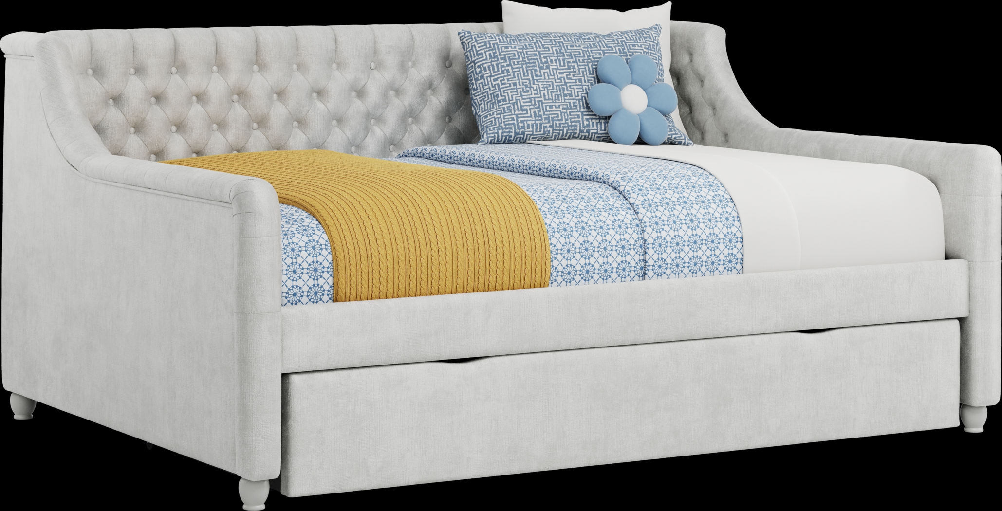 Alena Silver Full Daybed with Twin Storage Trundle - Thumbnail - Image 1