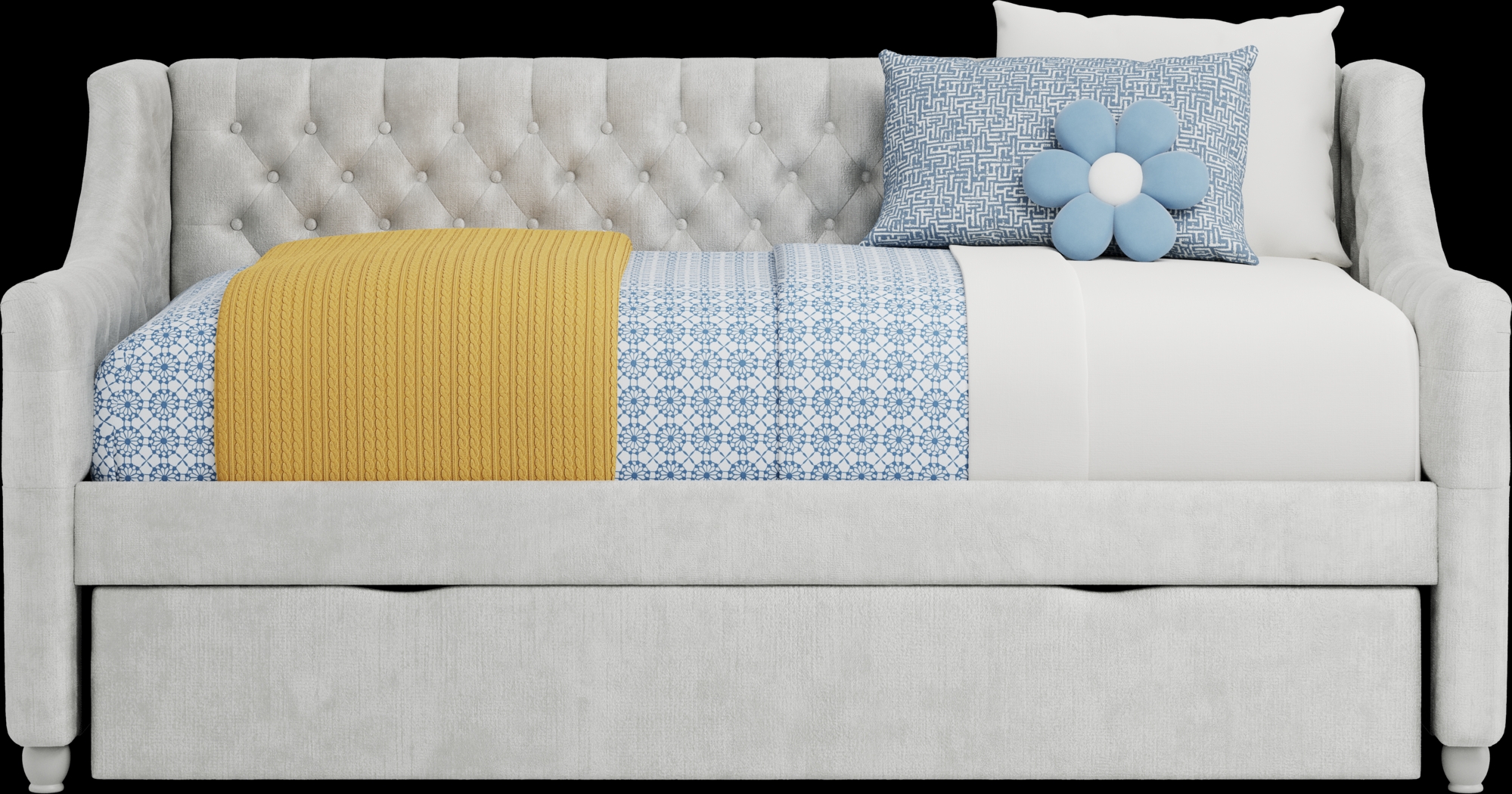 Alena Silver Twin Daybed with Twin Storage Trundle - Thumbnail - Image 2