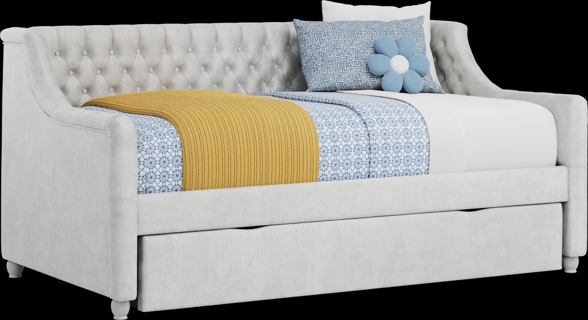 Alena Silver Twin Daybed with Twin Storage Trundle - Thumbnail - Image 1