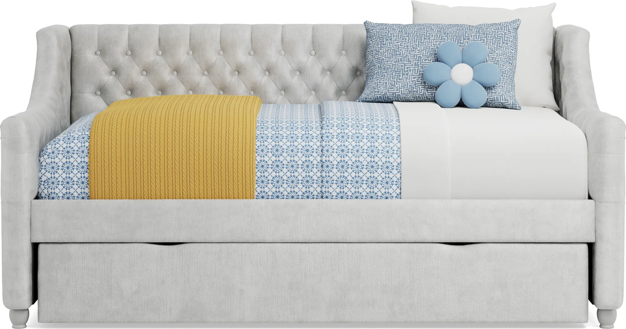 Alena Silver Twin Daybed with Twin Storage Trundle - Thumbnail - Image 2