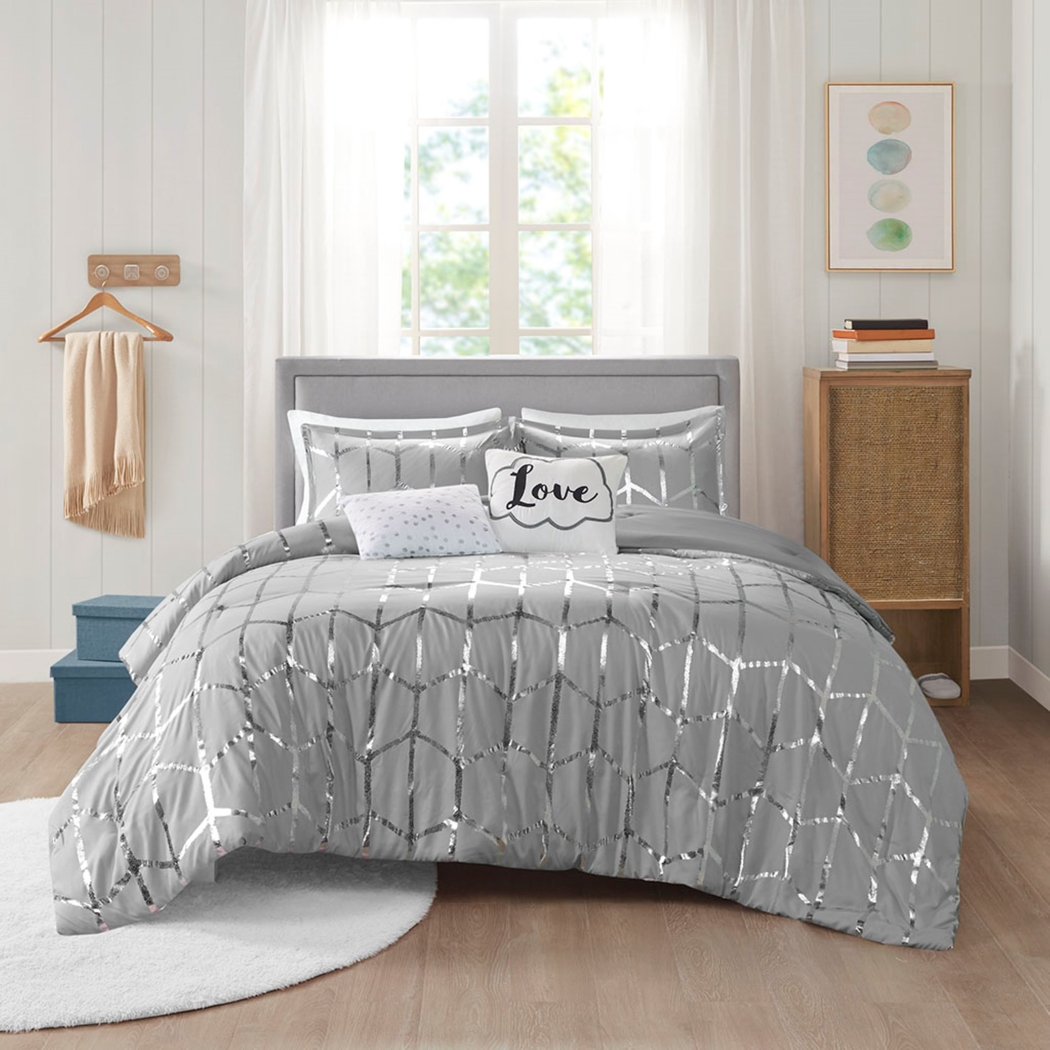 Alesi Gray King Comforter Set - Thumbnail - Image 2