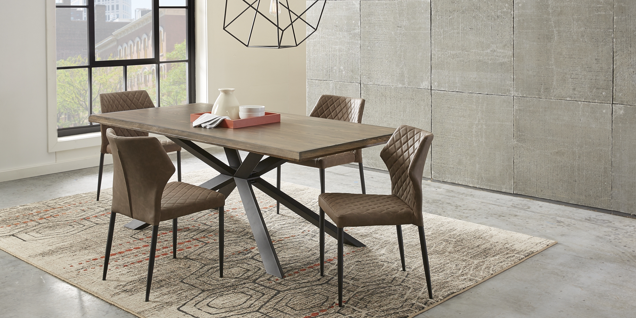 Alessi Brown 5 Pc Dining Room with Brown Chairs - Thumbnail - Image 2