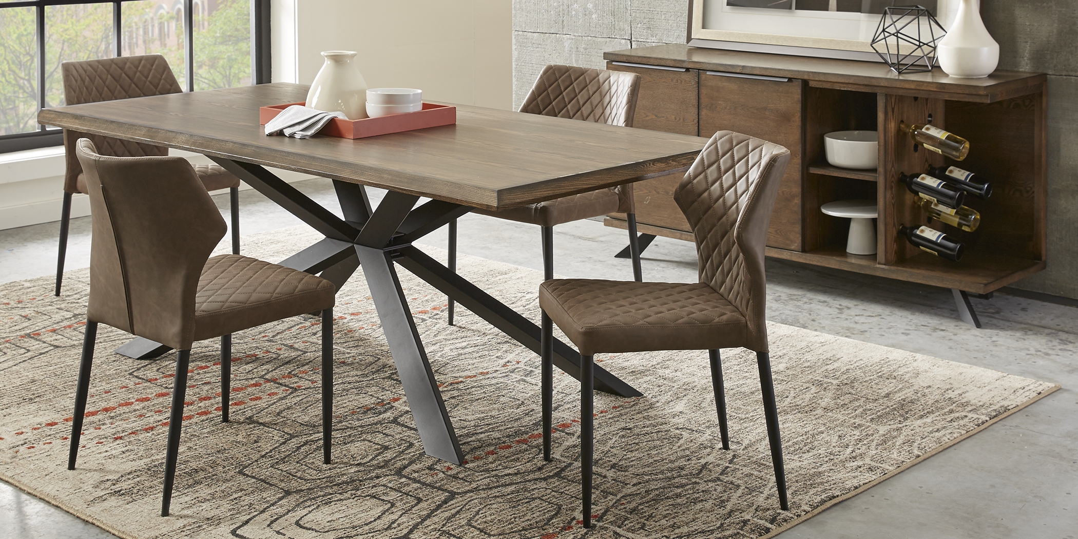 Alessi Brown 5 Pc Dining Room with Brown Chairs - Thumbnail - Image 1