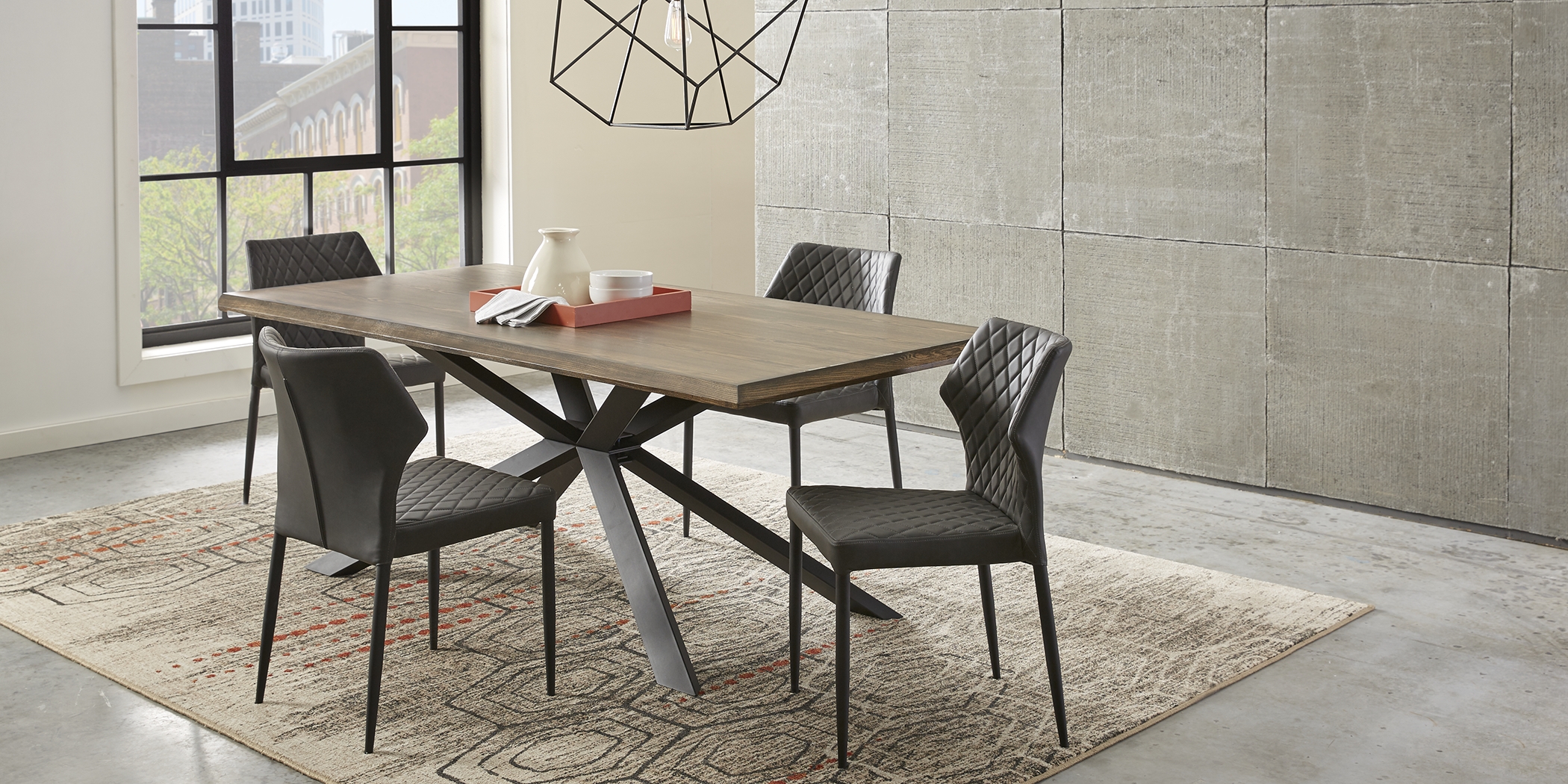 Alessi Brown 5 Pc Dining Room with Gray Chairs - Thumbnail - Image 2