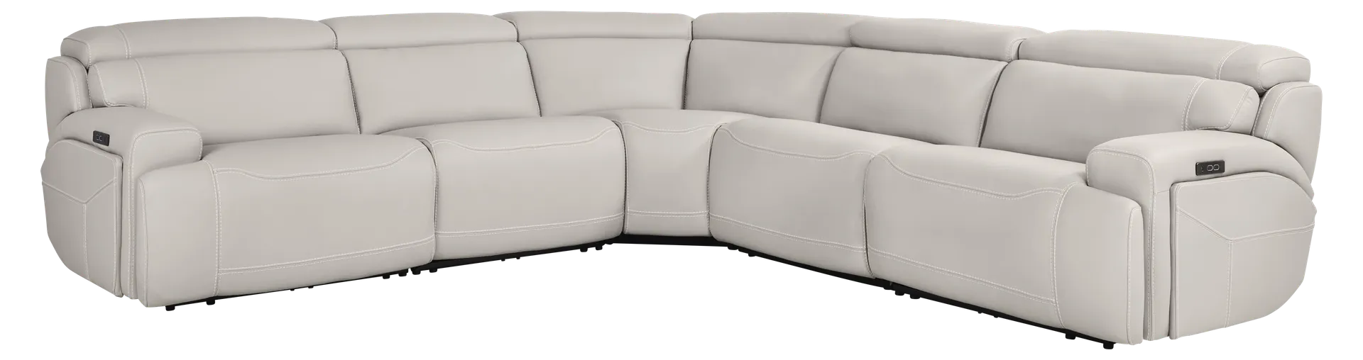 light gray 5 pc dual power reclining sectional