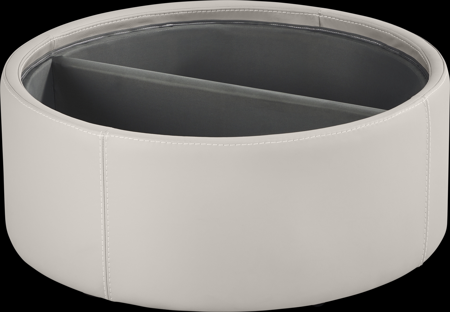 Alessio Light Gray Leather Cocktail Storage Ottoman - Thumbnail - Image 2