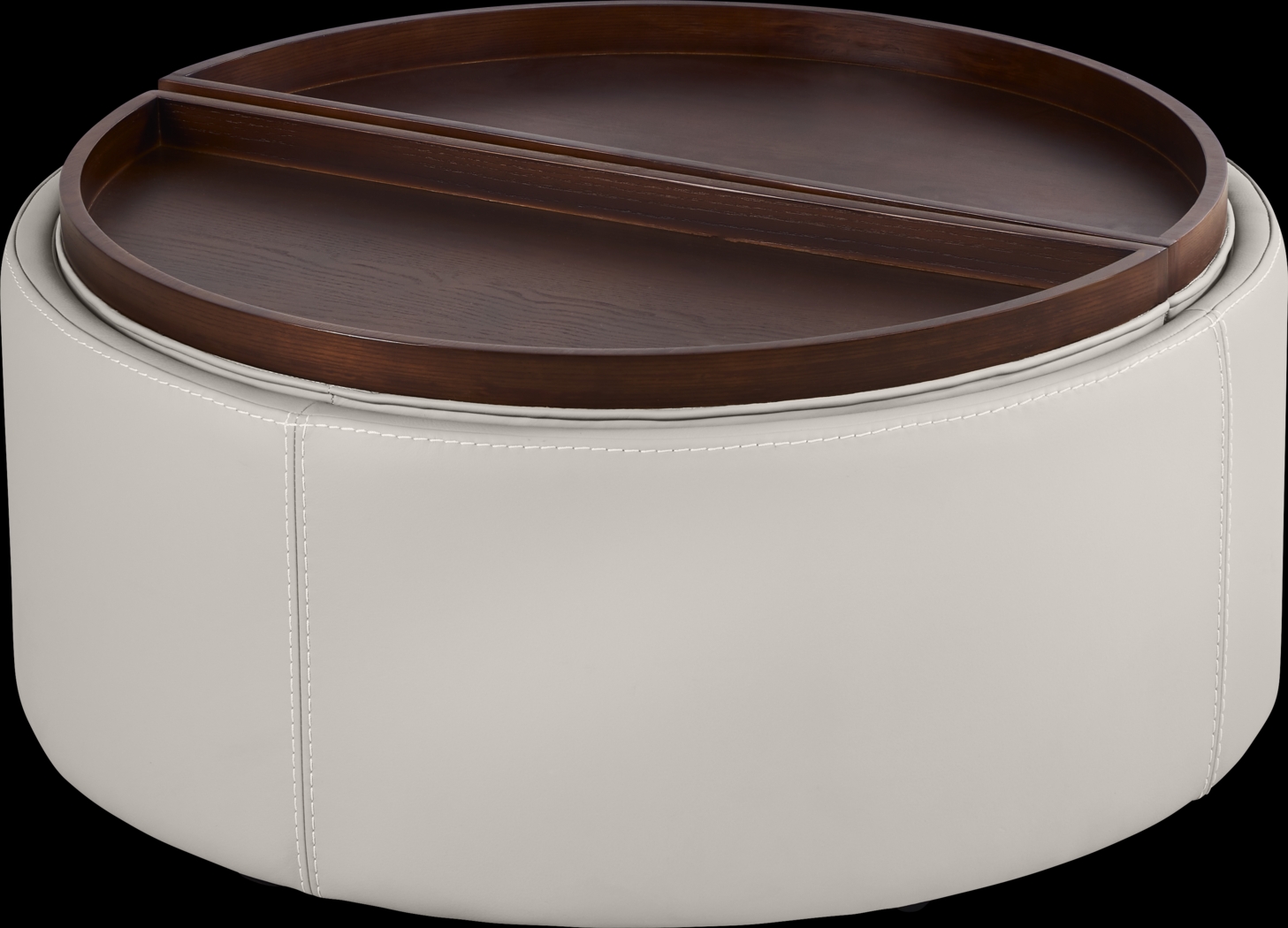 Alessio Light Gray Leather Cocktail Storage Ottoman - Thumbnail - Image 3