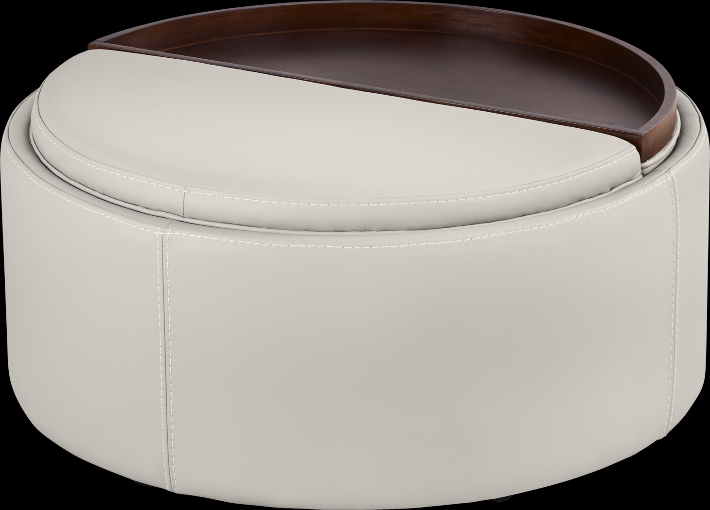Alessio Light Gray Leather Cocktail Storage Ottoman - Thumbnail - Image 4
