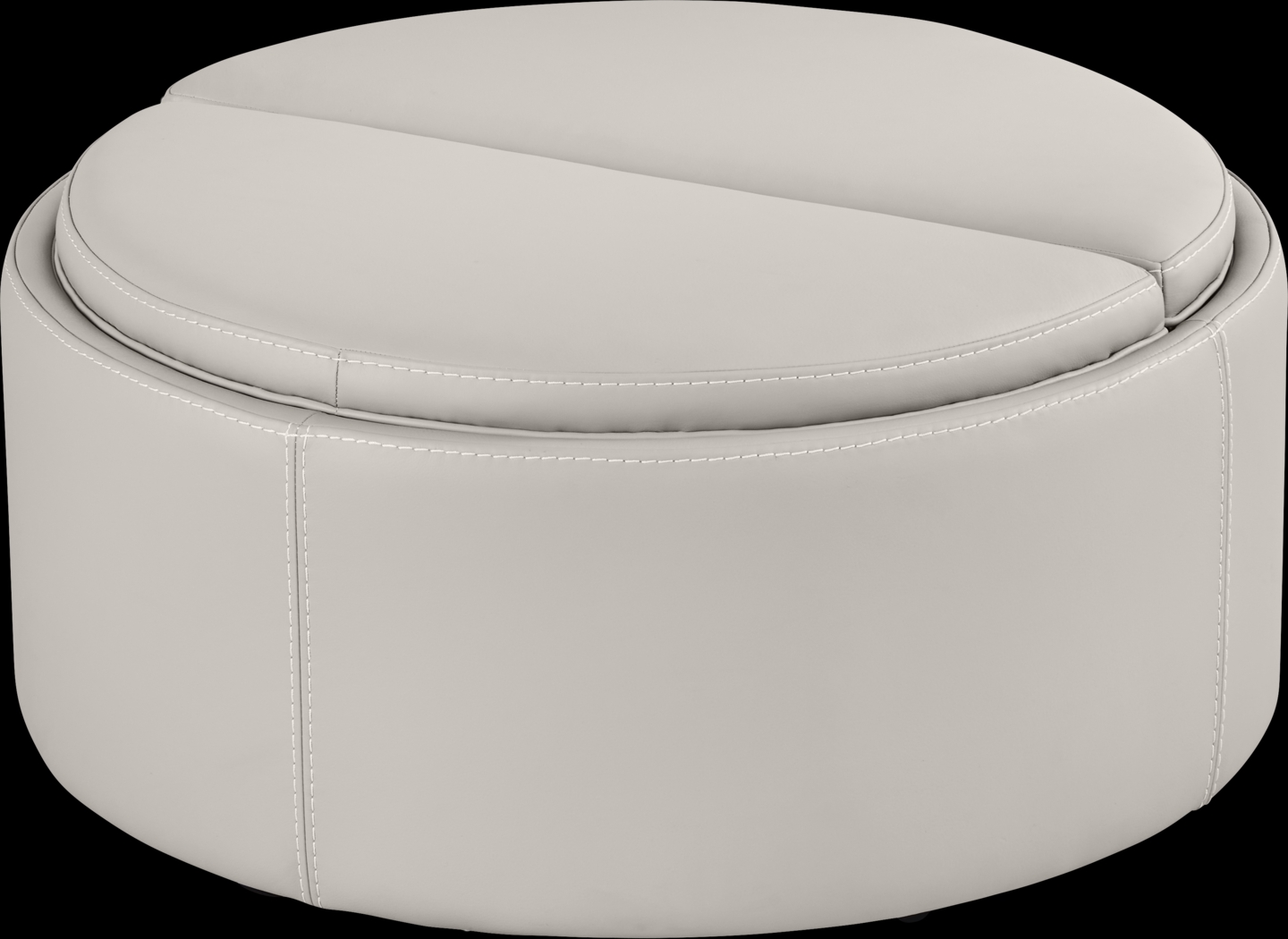 Alessio Light Gray Leather Cocktail Storage Ottoman - Thumbnail - Image 1