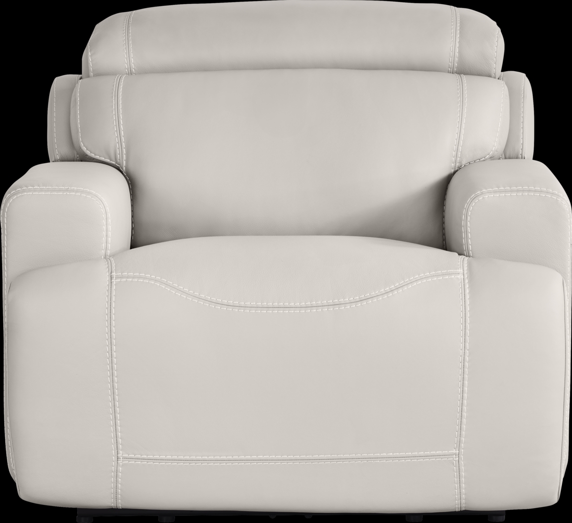 Alessio Light Gray Leather Dual Power Recliner - Thumbnail - Image 2