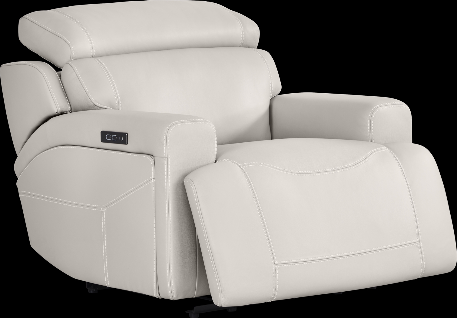 Alessio Light Gray Leather Dual Power Recliner - Thumbnail - Image 1