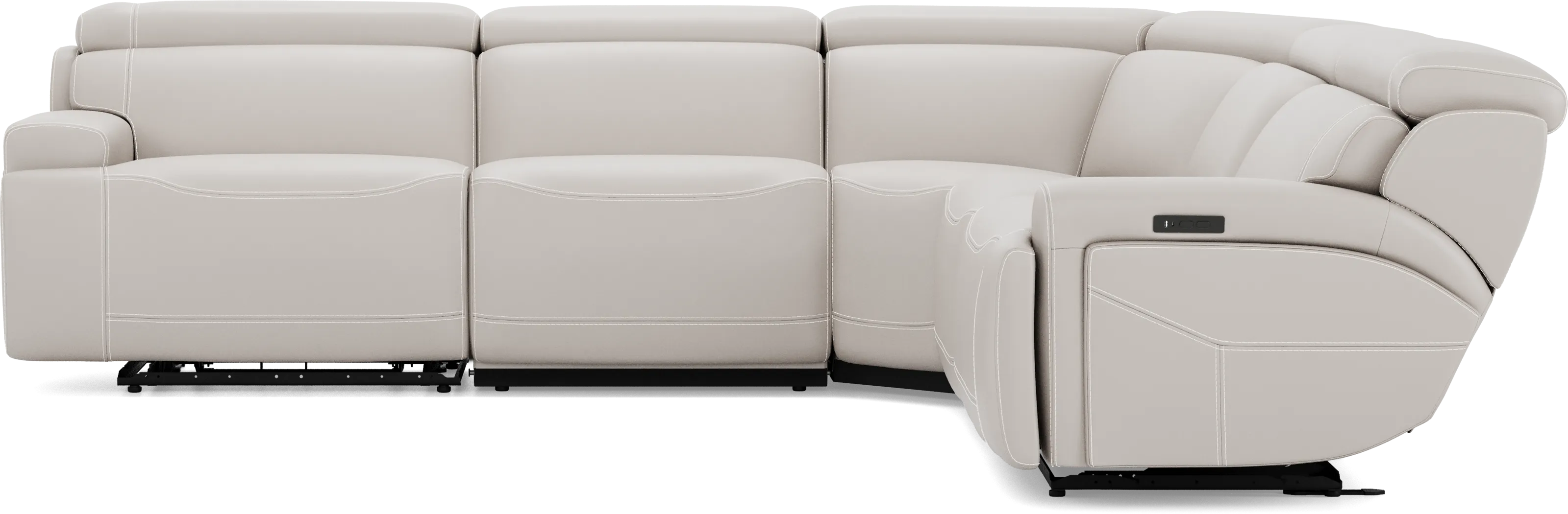 Alessio Light Gray Leather 5 Pc Dual Power Reclining Sectional - Image 3