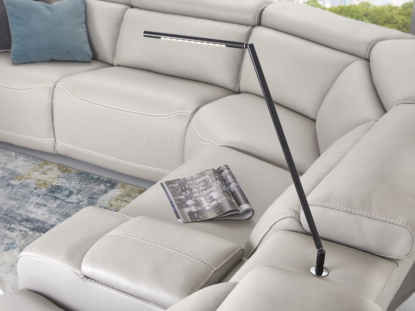 Alessio Light Gray Leather 9 Pc Dual Power Reclining Sectional Living Room - Thumbnail - Image 7